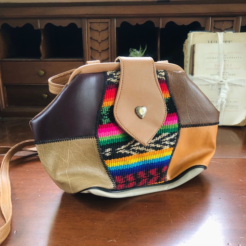Boho Faux Leather handle crossbody bag